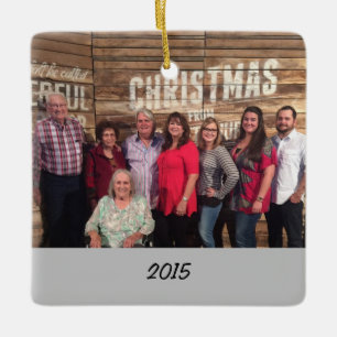 Ornamento De Cerâmica Natal Personalizado da Família Simples com 2 Lados