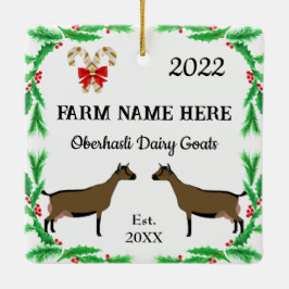 Ornamento De Cerâmica Natal Personalizado da Fazenda Oberhasli Dairy Goa