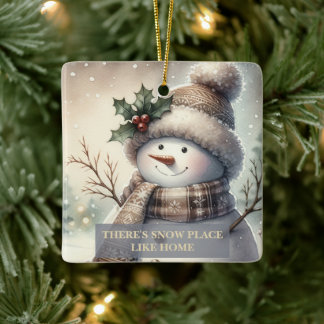 Ornamento De Cerâmica Natal Personalizado de Boneco de Neve Aconchegante