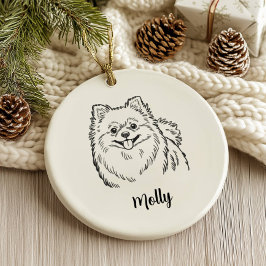 Ornamento De Cerâmica Natal Personalizado de Cachorro Pomerânia