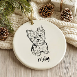 Ornamento De Cerâmica Natal Personalizado de Cachorro Yorkie