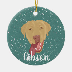 Ornamento De Cerâmica Natal personalizado de Dudley Labrador