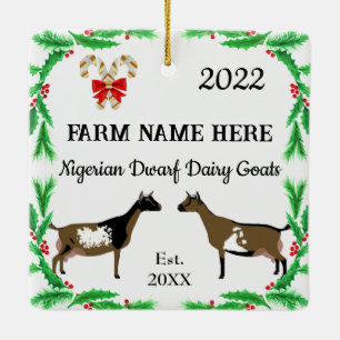 Ornamento De Cerâmica Natal personalizado de Dwarf Dairy Goat nigeriano