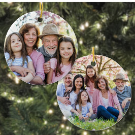 Ornamento De Cerâmica Natal Personalizado de Família com Duas Fotos em A