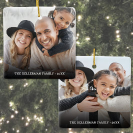 Ornamento De Cerâmica Natal Personalizado de Família com Duas Fotos em A