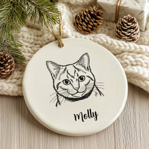 Ornamento De Cerâmica Natal Personalizado de Gato Azul Russo