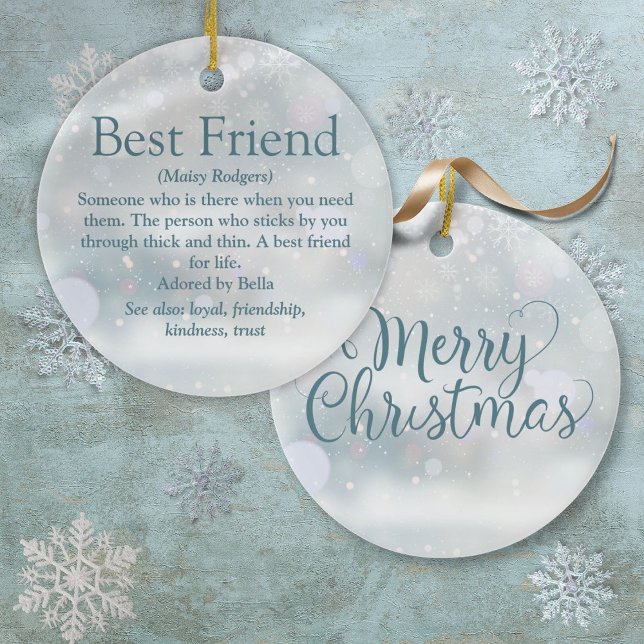 Ornamento De Cerâmica Natal Personalizado de Melhor Amigo (Personalized Best Friend Definition Christmas Ceramic Ornament)