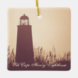 Ornamento De Cerâmica Natal personalizado do antigo Farol do Cabo Henry