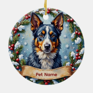 Ornamento De Cerâmica Natal Personalizado do Blue Heeler