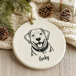 Ornamento De Cerâmica Natal Personalizado do Cão de Laboratório