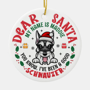 Ornamento De Cerâmica Natal personalizado do cão Schnauzer
