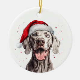 Ornamento De Cerâmica Natal Personalizado do Cão Weimaraner Feliz