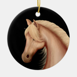 Ornamento De Cerâmica Natal Personalizado do Cavalo de Palomino Pony