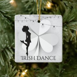 Ornamento De Cerâmica Natal personalizado do dançarino irlandês Clover D