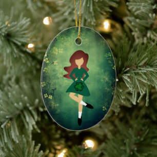 Ornamento De Cerâmica Natal personalizado do Dance Brown Hair