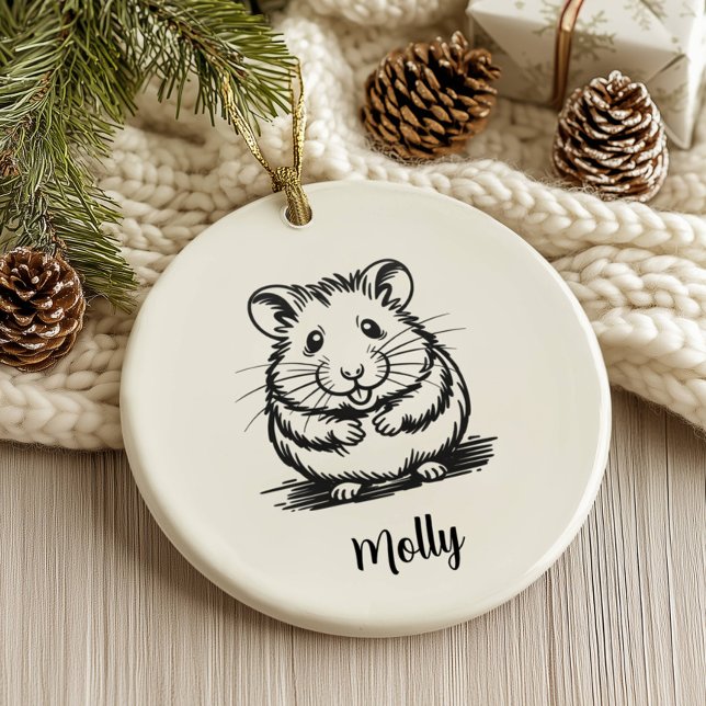 Ornamento De Cerâmica Natal Personalizado do Hamster (Criador carregado)