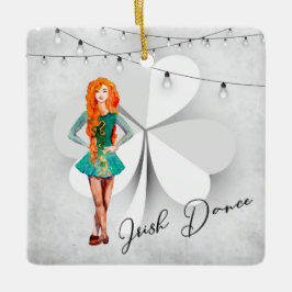 Ornamento De Cerâmica Natal personalizado do Irish Dance Clover