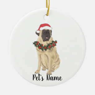 Ornamento De Cerâmica Natal Personalizado do Mastiff