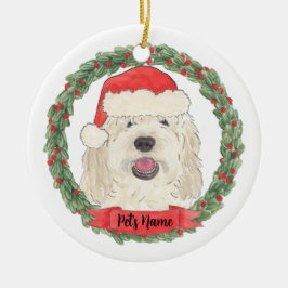 Ornamento De Cerâmica Natal Personalizado Doodle Branco Creme