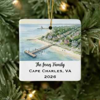 Ornamento De Cerâmica Natal personalizado em Cape Charles, Virgínia