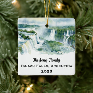 Ornamento De Cerâmica Natal Personalizado em Iguazu Falls 