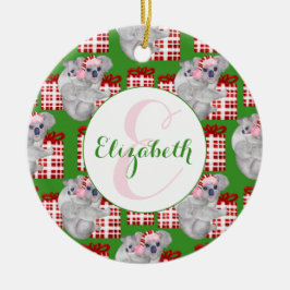 Ornamento De Cerâmica Natal personalizado - Koalas Green
