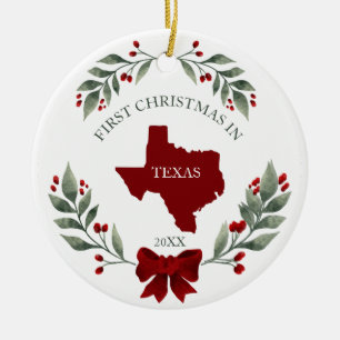 Ornamento De Cerâmica Natal Personalizado no Estado do Texas
