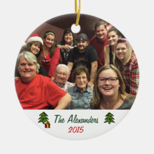 Ornamento De Cerâmica Natal Personalizado para a Família de Dois Lados