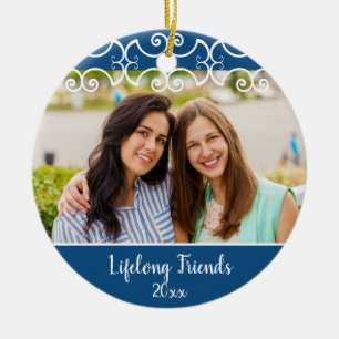 Ornamento De Cerâmica Natal Personalizado para Amigos de Vida 2 Lados