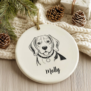 Ornamento De Cerâmica Natal Personalizado para Cachorro Beagle