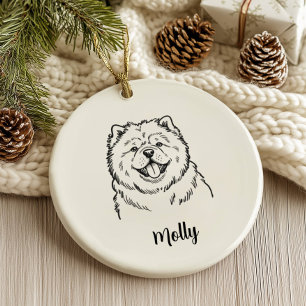 Ornamento De Cerâmica Natal Personalizado para Cachorro Chow Chow