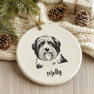 Ornamento De Cerâmica Natal Personalizado para Cachorro Collie