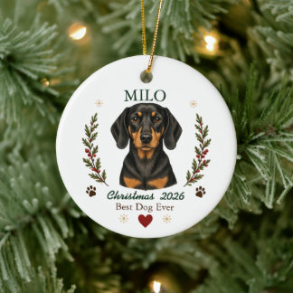 Ornamento De Cerâmica Natal Personalizado para Cachorro Dachshund