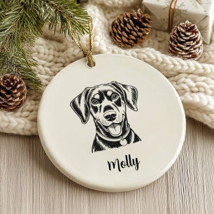Ornamento De Cerâmica Natal Personalizado para Cachorro Dobermann