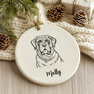 Ornamento De Cerâmica Natal Personalizado para Cachorro Mastiff