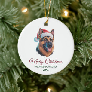 Ornamento De Cerâmica Natal Personalizado para Cão Pastor Alemão