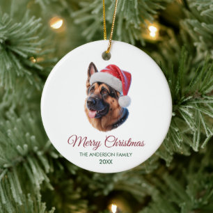 Ornamento De Cerâmica Natal Personalizado para Cão Pastor Alemão 
