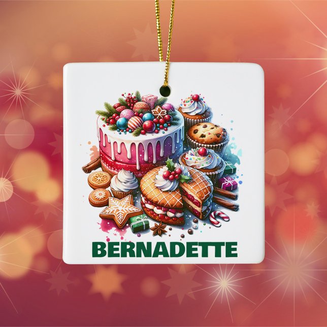 Ornamento De Cerâmica Natal Personalizado para Entusiasta Baking (Criador carregado)