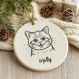 Ornamento De Cerâmica Natal Personalizado para Gato