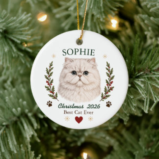 Ornamento De Cerâmica Natal Personalizado para Gato Persa