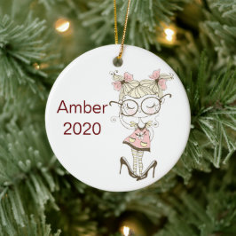 Ornamento De Cerâmica Natal Personalizado para Meninas