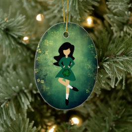 Ornamento De Cerâmica Natal personalizado para o cabelo negro da dança i