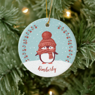 Ornamento De Cerâmica Natal personalizado para pinguins