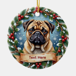 Ornamento De Cerâmica Natal Personalizado Pug