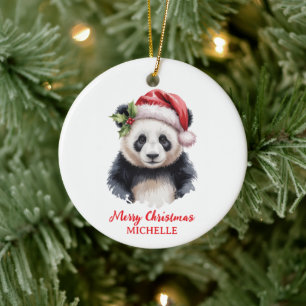 Ornamento De Cerâmica Natal Personalizado Urso Panda Fofo