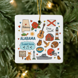 Ornamento De Cerâmica Natal Personalizado Viagem em Família ao Alabama