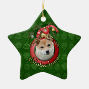 Ornamento De Cerâmica Natal - plataforma os salões - Shiba Inu
