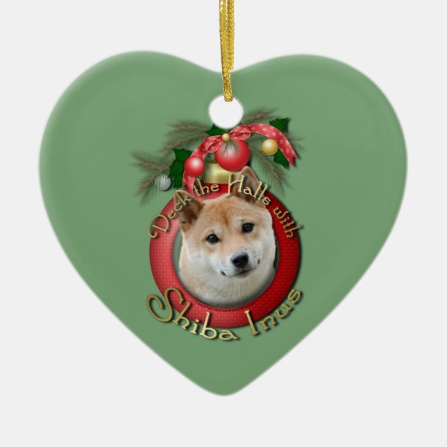 Ornamento De Cerâmica Natal - plataforma os salões - Shiba Inu (Frente)