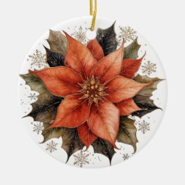 Ornamento De Cerâmica Natal Poinsettia Vermelha Moderna