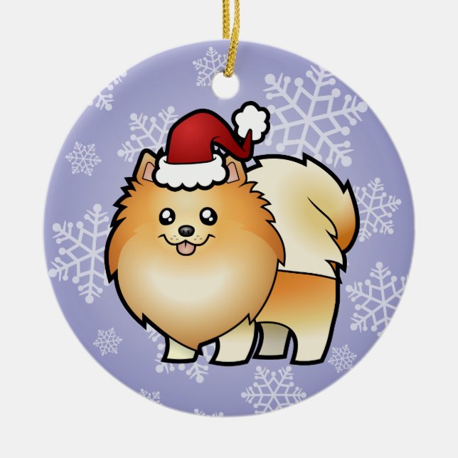 Ornamento De Cerâmica Natal Pomeranian (Frente)